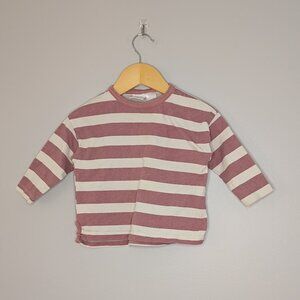 💚 2 for 20 💚 Zara Pink and White Striped Long Sleeve Tee